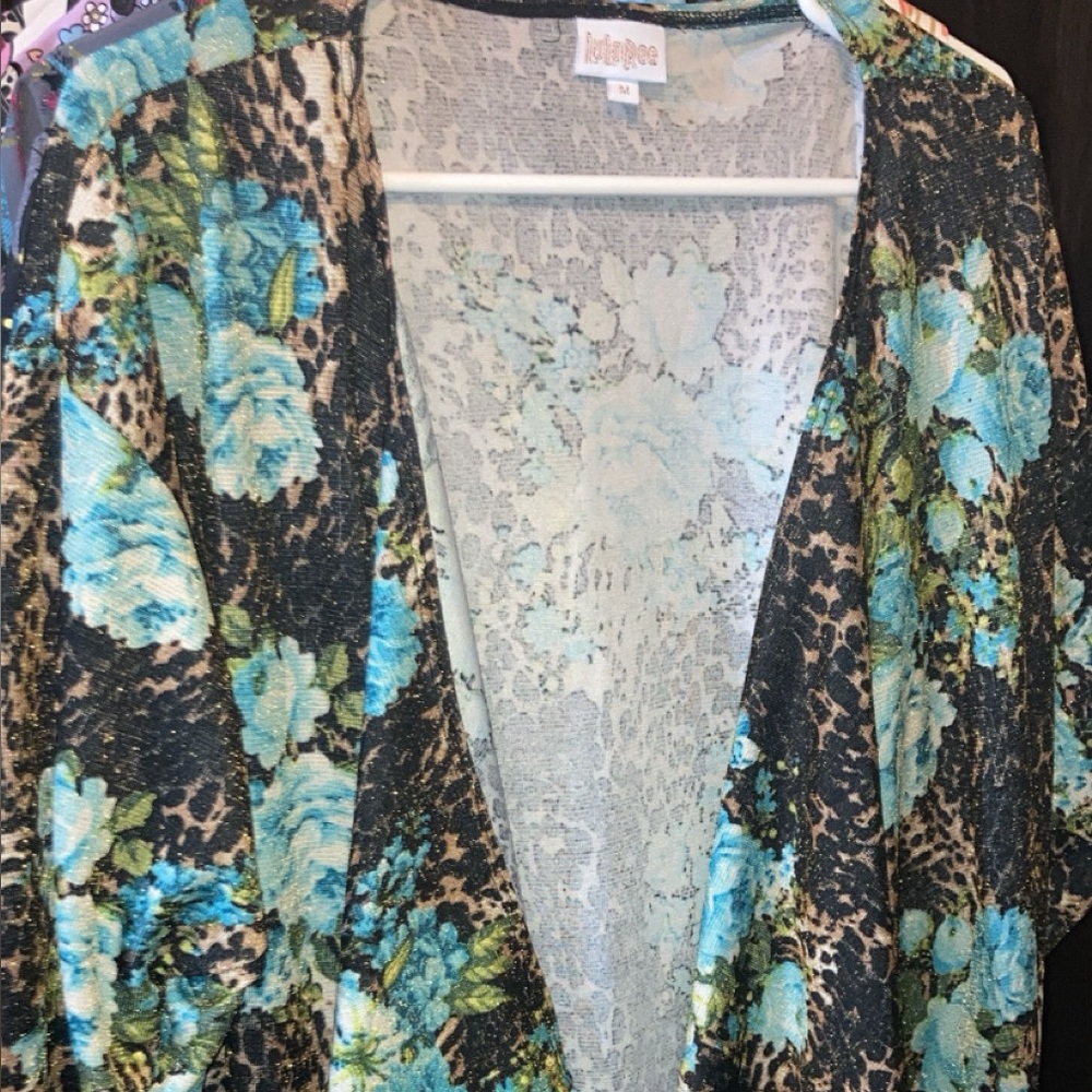 Lularoe Womens size M Floral and Leopard Print Cardigan